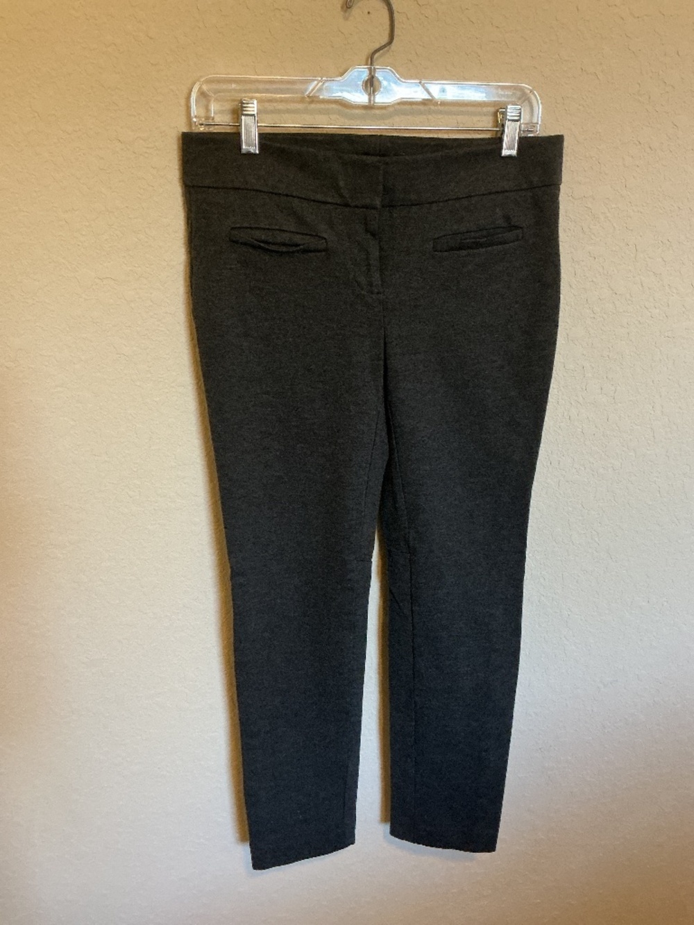 Dark gray straight leg fitted and Taylor fitted pants